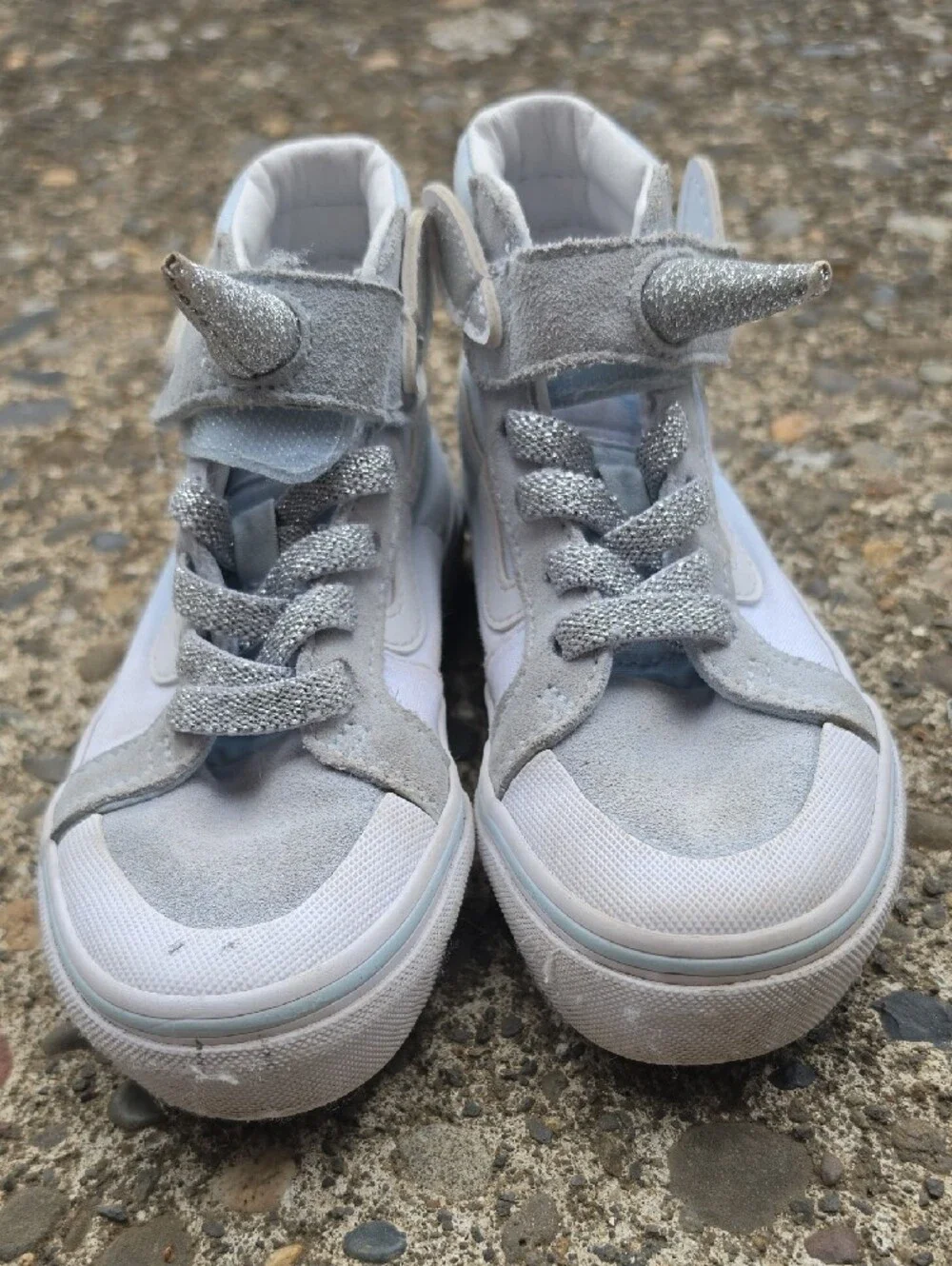 Vans Kids Light Blue and Silver Unicorn High-Top Sneakers